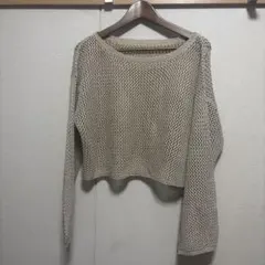mystic★メッシュニット　ショート丈／ベージュ✖️シルバーのサムネイル
