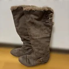 ブラウンファーロングブーツ