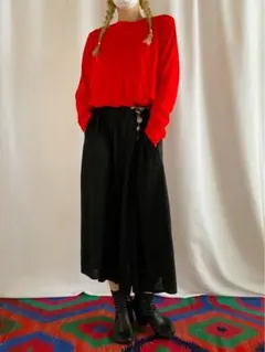 古着 ビンテージ アンティーク 70s USA 赤黒 長袖 ワンピース 美品