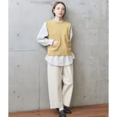 【美品】PAR ICI 総針度詰めベスト(イエローベージュ)のサムネイル