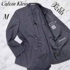 美品 カルバンクライン ビジネススーツ ブラック ストライプ M