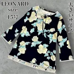 レオナール❤️チュニック❤️40❤️ポリエステル　ワンピース❤️ 紺 花柄 レオナール❤️チュニック❤️40❤️ポリエステル ワンピース