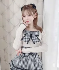 MARS ギンガムチェックBIGリボンテレコトップス ピンク