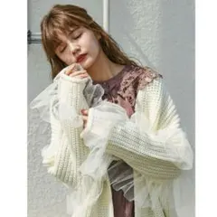 【美品】merry jenny チュールニットカーディガン