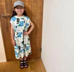 SALE。ビーチグラフィックブラウジングワンピース