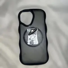 iPhone用ケース スマホリング付き ブラック