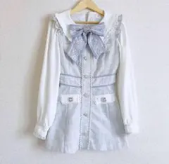 LIZ LISA セットアップ ツイードリボン ブルー 水色