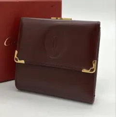 ⭐️ 極美品 Cartier カルティエ マスト がま口 三つ折り財布 ボルドーのサムネイル