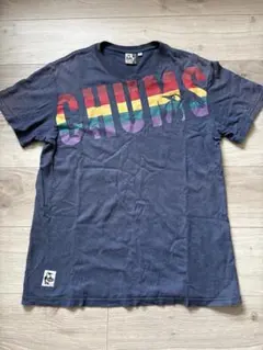 CHUMS Tシャツ レインボーロゴ ネイビー M