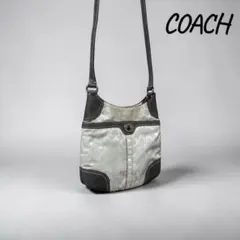 『訳あり』コーチ ショルダーバッグ シグネチャー 斜めがけ Fキャンバス レザー