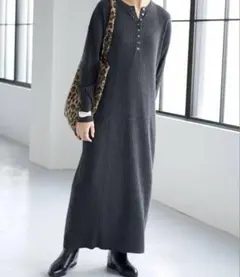 未使用品 スピック＆スパン ヘンリーネックリブニットワンピース　グレー