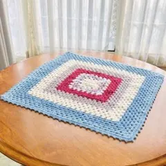 ハンドメイド カラフルスクエアブランケット【藤】010