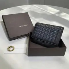 イントレチャート ブラック 三つ折り財布 ボッテガヴェネタ 本革 レザー 箱付のサムネイル