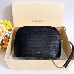 新品》Sézane VICTOR バッグ ブラッククロコ チェーン 保存袋 箱 