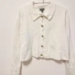 ✨美品✨ 【M】 アートクラス ニット カーディガン 白 ショート丈のサムネイル