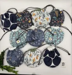 ミニミニ丸型巾着袋×10個セットB ハンドメイド