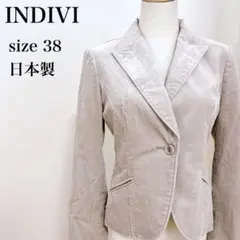 インディヴィ 日本製 オフィスカジュアル 上品 ベロア仕様テーラードジャケット