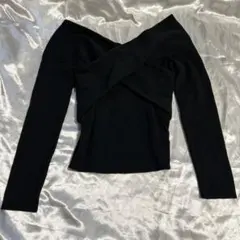 SNIDEL カシュクールニットトップス 黒 ブラック