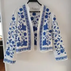 ＺＡＲＡ　コットン刺繍ジャケット（白）ＵＳＡ　Ｍサイズ（大きめ）