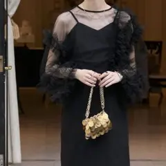 forksy. チュールフリルロングスリーブ＆サテンキャミワンピースセット