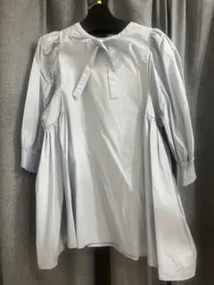 サイドギャザーパフブラウスライトブルー