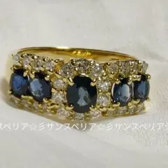 K18 天然サファイア1.31ct 天然ダイヤ0.17ct リング 4.9g - メルカリ