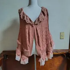 axes femme　ポンチョ風　レース　チュール　カーディガン