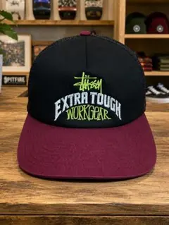 Stussy Extra Tough Workgear キャップ　黒×ワインのサムネイル