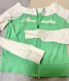 Abercrombie アバクロ　グリーン ホワイト パーカー
