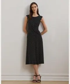 ￼Polka-Dot Twist-Front Jersey Dress