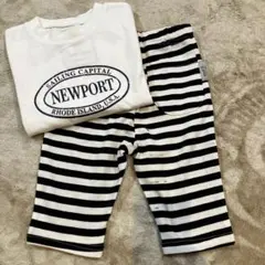 プティマイン and D. 白黒ストライプ ボトムス　半袖Tシャツ セット
