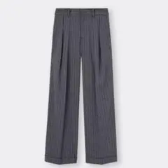 GU インタックワイドパンツ　ストライプ　グレー