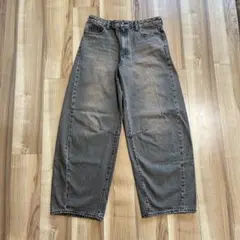 GU バレルレッグジーンズ　ブラウン(丈標準75cm)