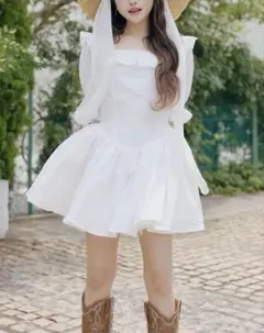 Jury chiffon mini dress ホワイト - メルカリ