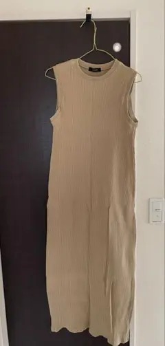 JEANASIS ノースリーブリブ編みロングワンピース
