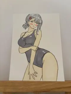手描きイラスト ファンアート 2枚目から半額！！水着 チェンソーマン