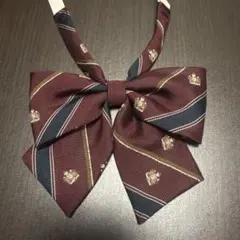 EASTBOYバーガンディ ネイビー リボンタイ
