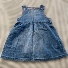 デニム ドットワンピ 92cm 春服 ボタンあり