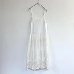 キャミワンピース インナーワンピ レース 白 アイボリー 美品 レトロ 古着