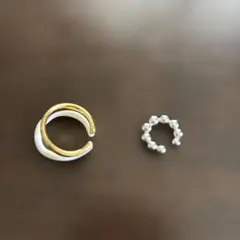 ゴールドとホワイトのイヤーカフ2点セット