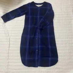 BEAMS BOY ネイビー チェック柄 シャツワンピース