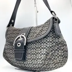 COACH ソーホー キャンバス ワンショルダーバッグ ベルト金具 ブラック