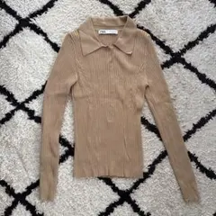 zara ニット　トップス　カーディガン　ベージュ