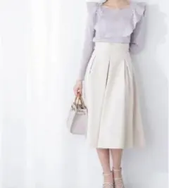 アイボリー フレアスカート ハイウエスト