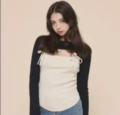 andmary Bebe knit tops ivory アンドマリー - メルカリ