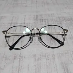 ゴールド/ブラック ラウンドメタルフレーム眼鏡