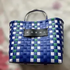 MARNI マルニ チェック柄 ピクニックバッグ かごバッグ クリアハンドル