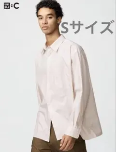 UNIQLO C ブロードオーバーサイズシャツ/ストライプ Sサイズ ピンク