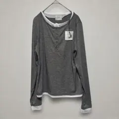 新品タグつき　LIAN グレー 長袖ヘンリーネックシャツ　フリーサイズ