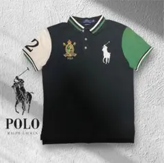 希少 POLO ラルフローレン ビッグポニー クロスフラッグ 半袖Tシャツ 